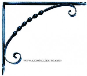 Palomilla de forja artística para baldas de madera o cristal 5-PVH, en