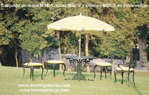 Conjunto de mesa, sillas y sillones de aluminio modelo inglés MSE-1 MSE-2 MSE-3