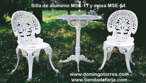 Conjunto mobiliario de jardín silla MSE-11 pavo real y mesa MSE-64