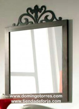 Espejo de forja artística con madera CE-55
