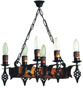 Lámpara forja con madera