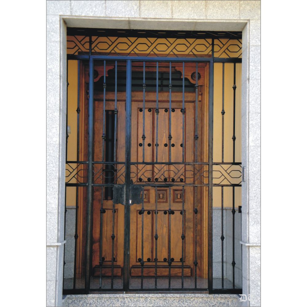 1597 Cancela con soleras de forja en la parte superior y central y barrote clásico de hierro 1597 Cancela con soleras de forja en la parte superior y central y barrote clásico de hierro