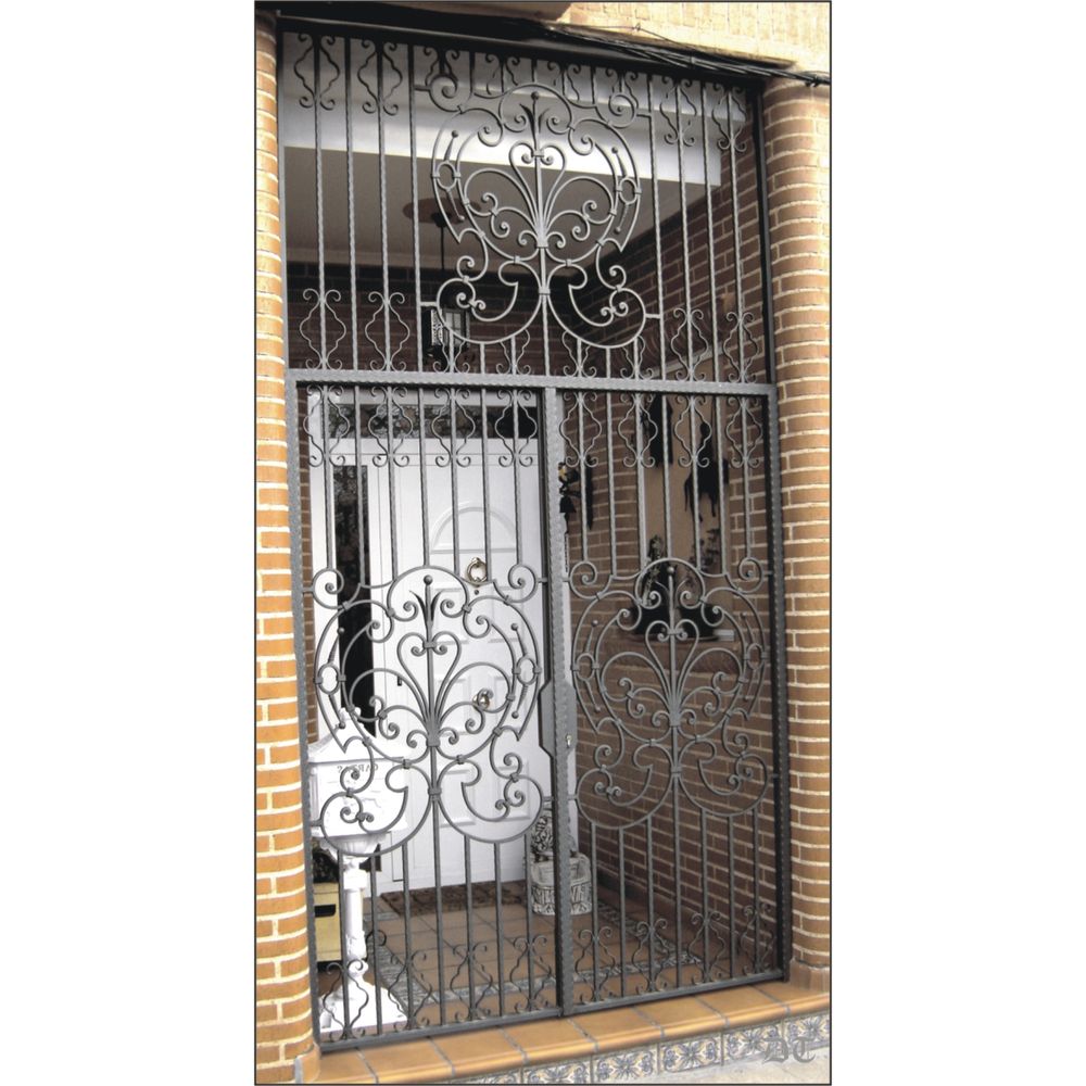 1658 Cancela con 3 adornos grandes de forja para exterior 1658 Cancela con 3 adornos grandes de forja para exterior