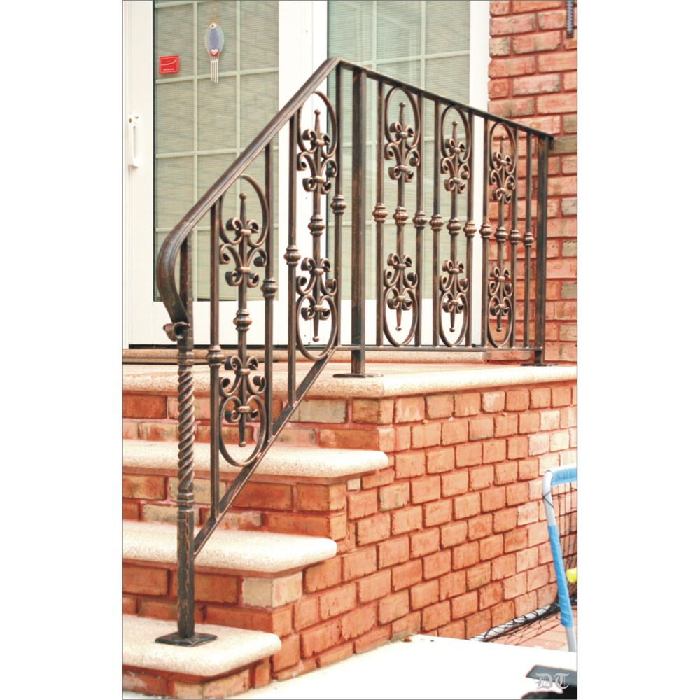 2061 Barandilla para escalera con arranque retorcido, adorno y barrote cuadrado de hierro 2061 Barandilla para escalera con arranque retorcido, adorno y barrote cuadrado de hierro