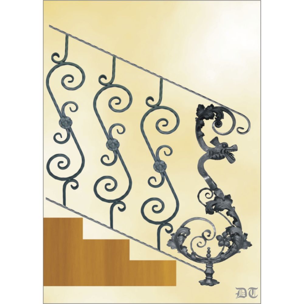 2153 Baranda con S elegantes de hierro y arranque de dragón floral 2153 Baranda con S elegantes de hierro y arranque de dragón floral