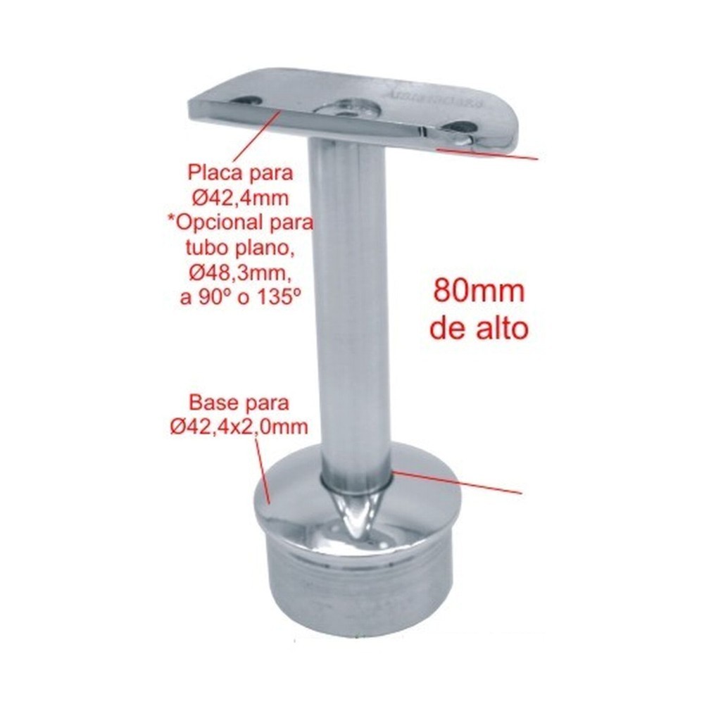 2654-INOX Medida soporte pasamanos recto de acero inox 2654-INOX Medida soporte pasamanos recto de acero inox