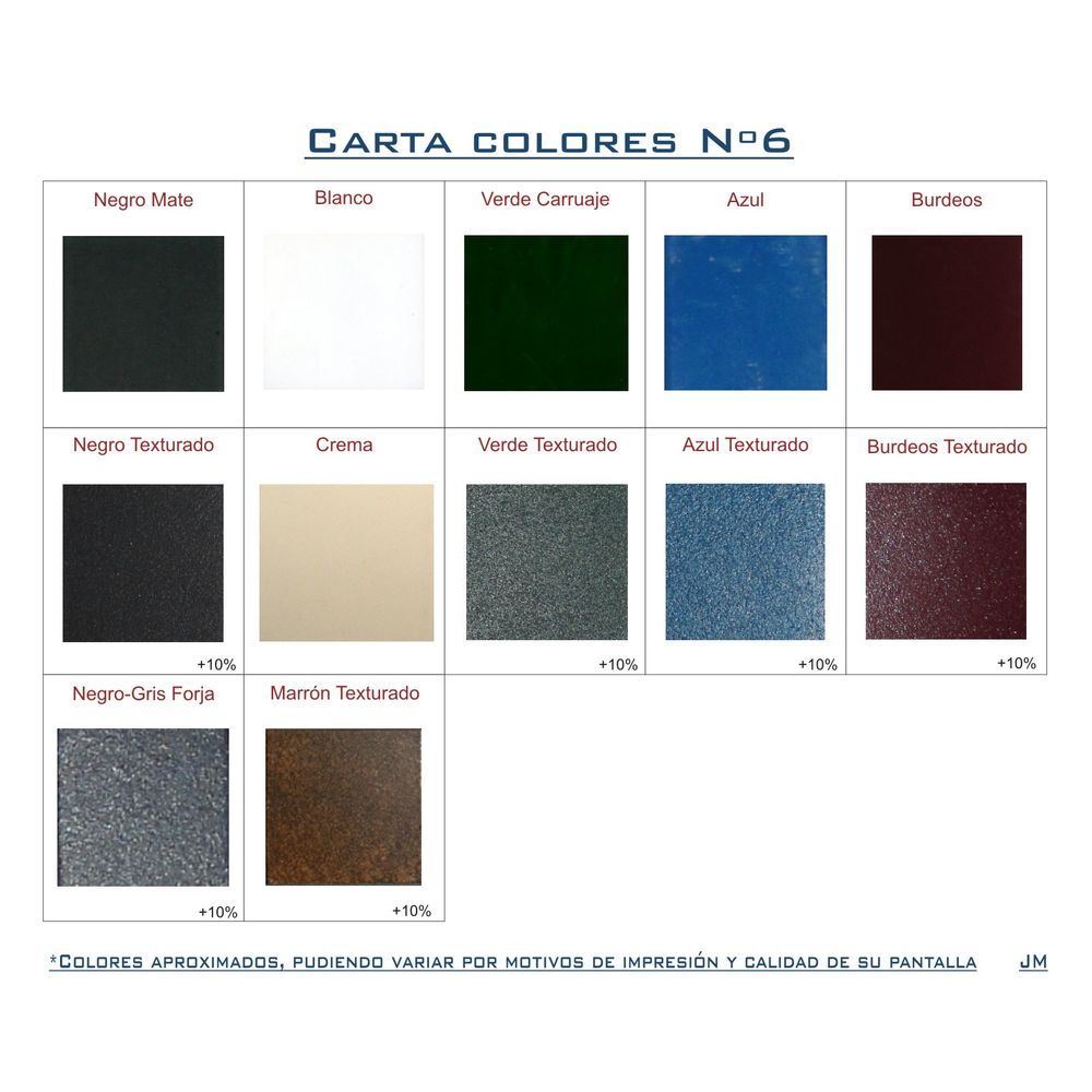 Carta acabados de colores forja Nº6 Carta acabados de colores forja Nº6