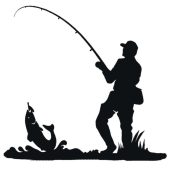 78-CHP Silueta con diseño pescador chapa