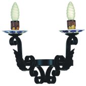 A-27 Aplique de pared en forja con platos de cerámica