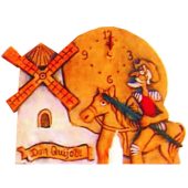 QJ-38 Reloj sobremesa de barro dibujo Quijote