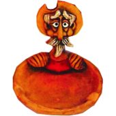 QJ-44 Cenicero de barro con Quijote rústico